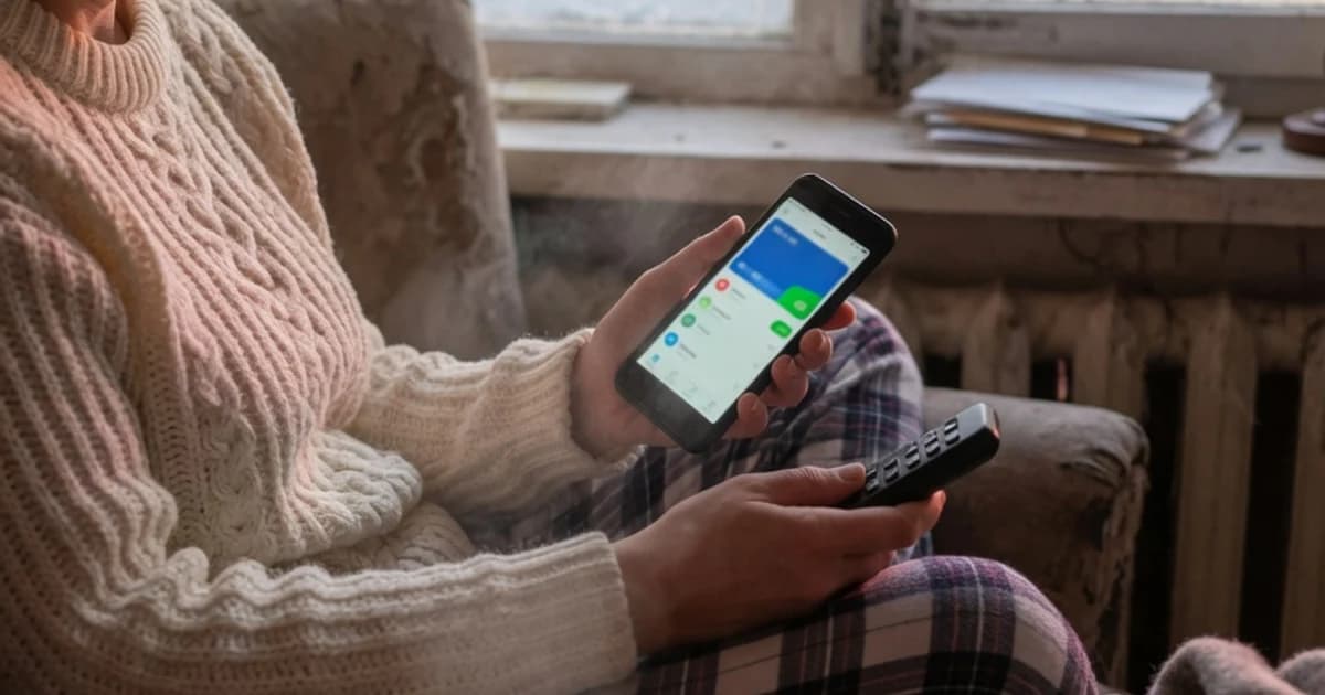 Persona comprobando en el móvil si ha cobrado el paro en enero