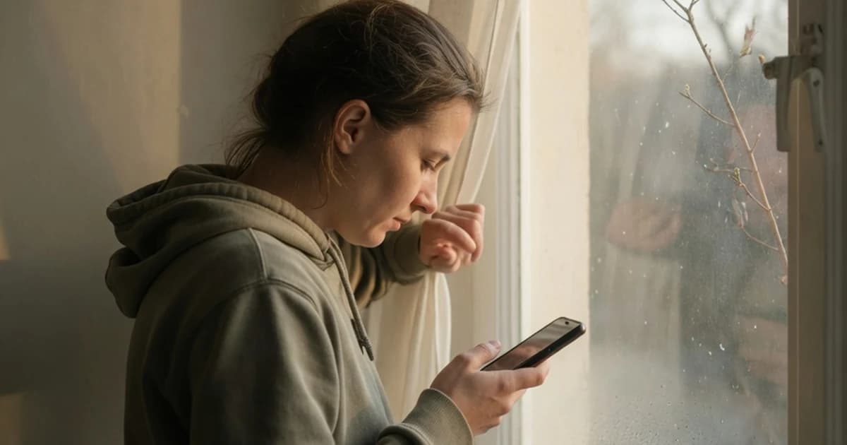 Persona comprobando en el móvil si ha cobrado el paro en marzo