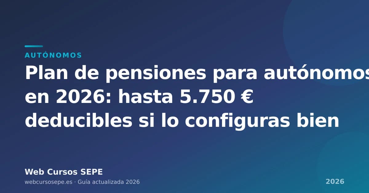 Plan de pensiones para autónomos en 2026: hasta 5.750 € deducibles si lo configuras bien — portada