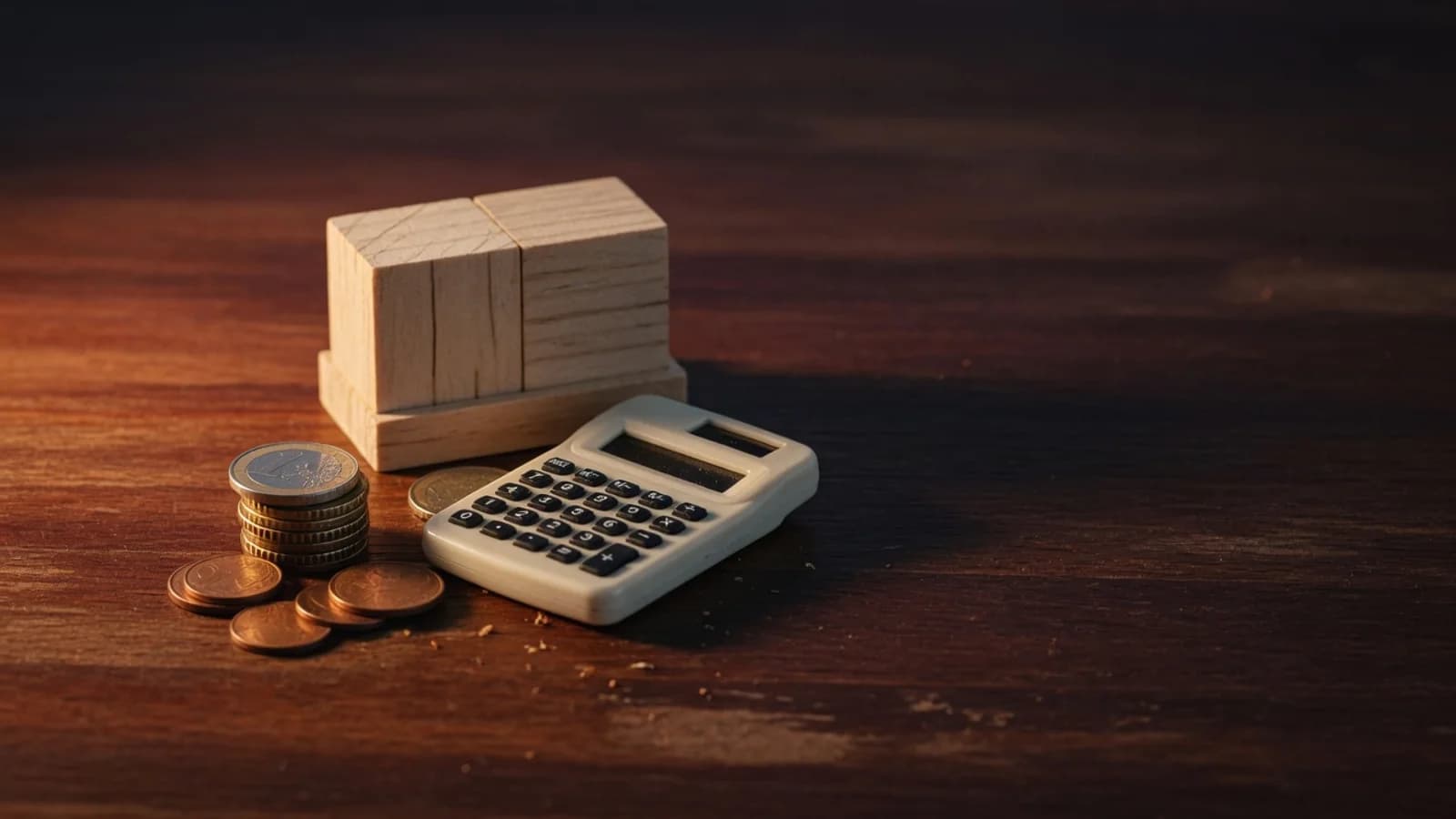Monedas de euro y una calculadora junto a un calendario