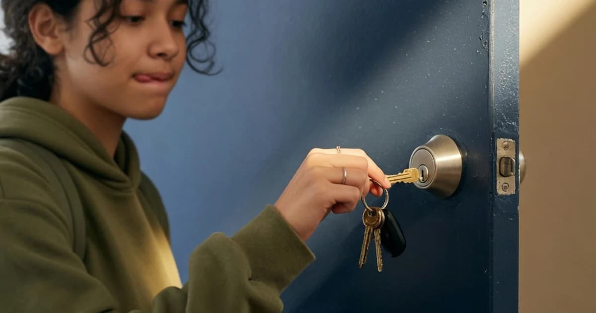 Persona joven con las llaves de su nuevo piso de alquiler