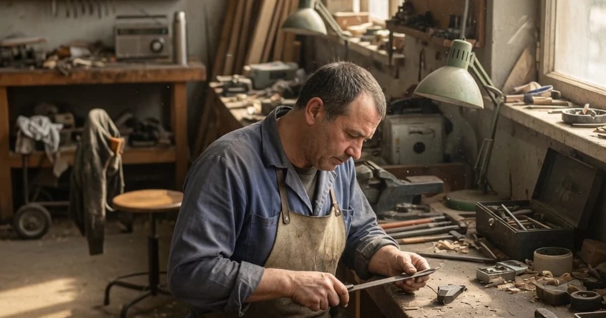 Trabajador en un taller con actividad reducida