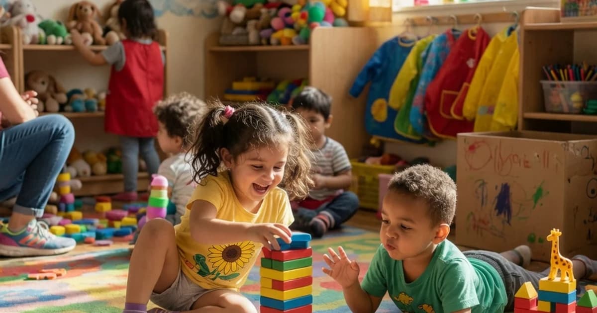 Niños pequeños jugando en una guardería