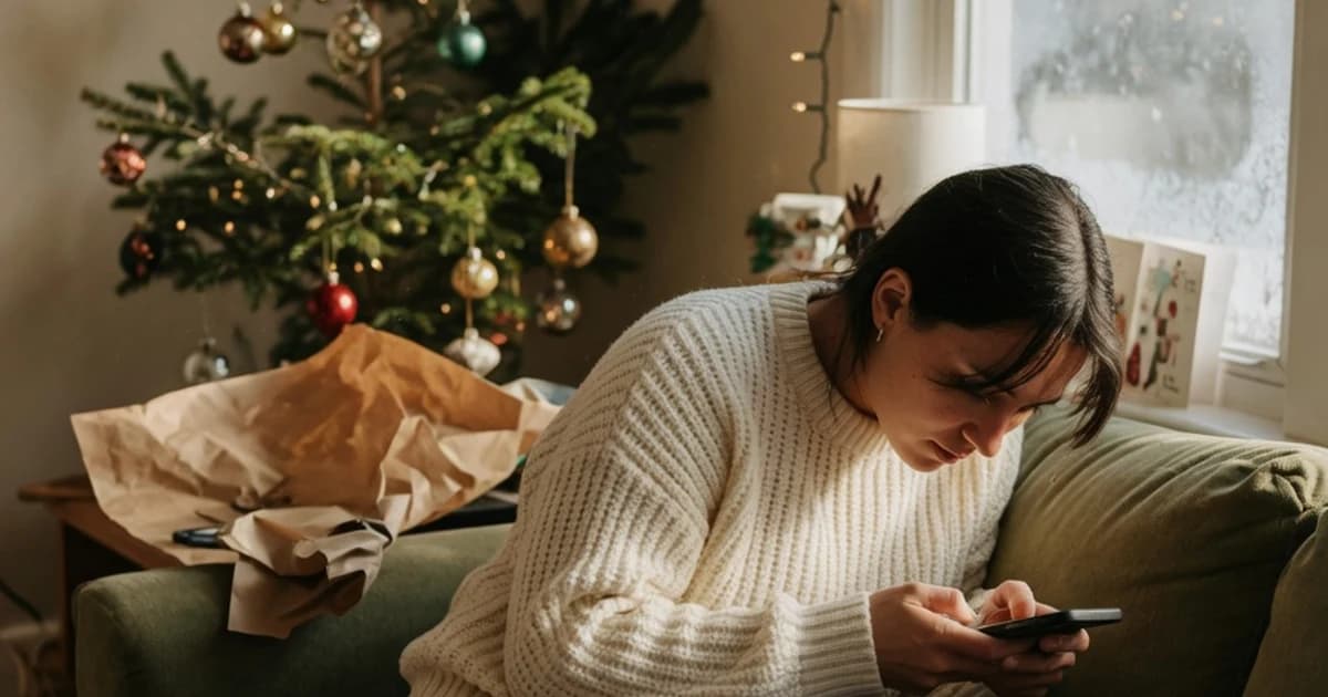 Persona comprobando en el móvil si ha cobrado el paro en diciembre
