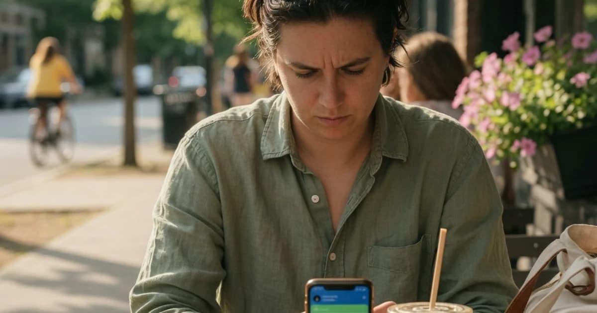 Persona comprobando en el móvil si ha cobrado el paro en junio