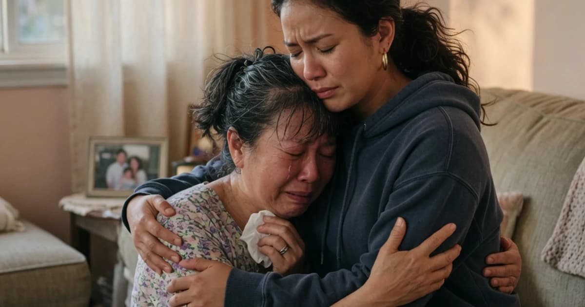 Persona consolando a un familiar en casa