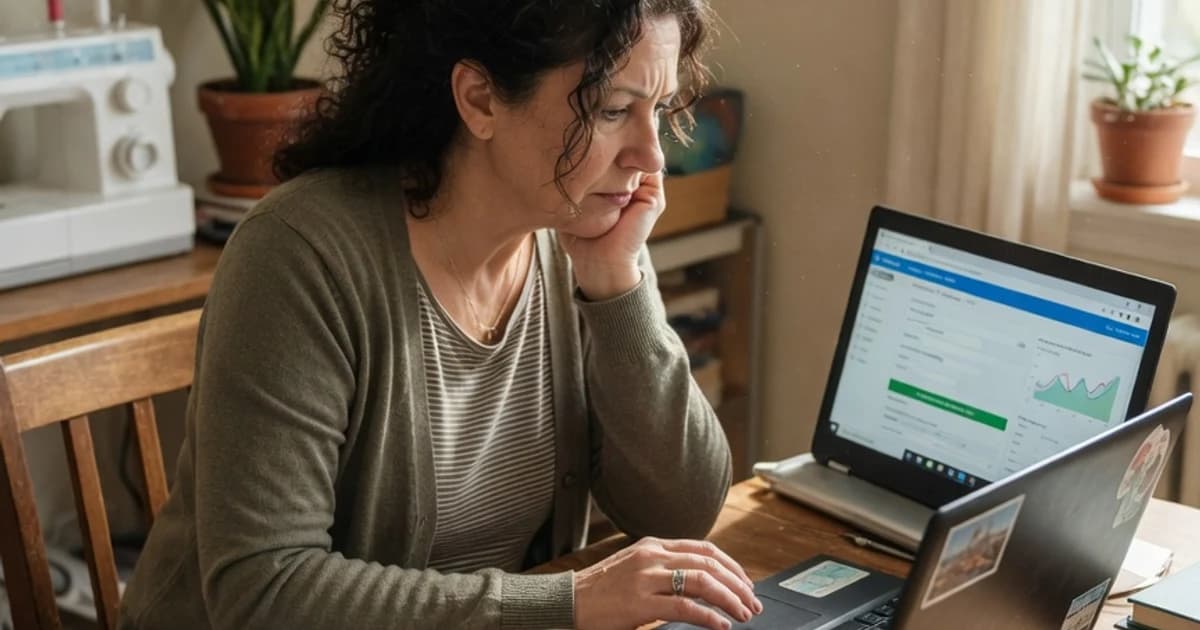 Autónomo revisando su ahorro para la jubilación en el portátil