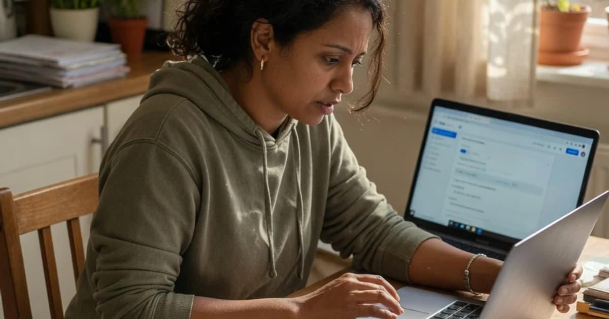 Persona renovando su demanda de empleo en el portátil