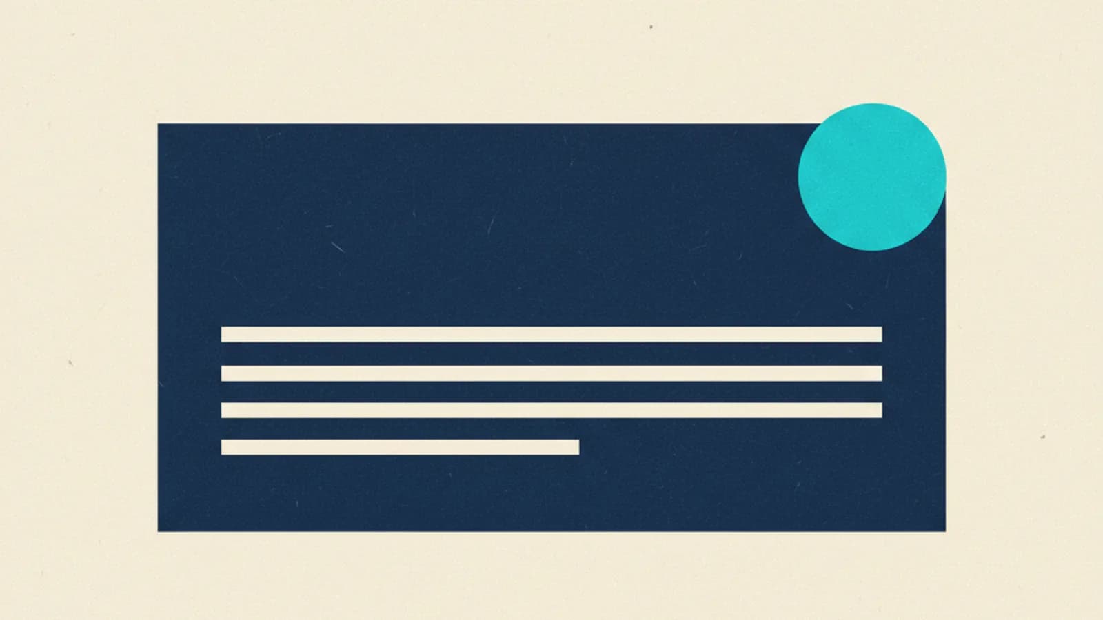 Composición editorial geométrica en navy y cyan representando un certificado de prestaciones